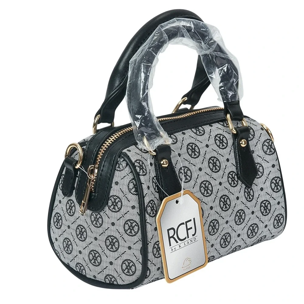 RCFJ Satchel Women‎ Mini Black White Monogram Crossbody Canvas Bag
